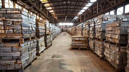 Industrial Warehouse with Metal Stacks