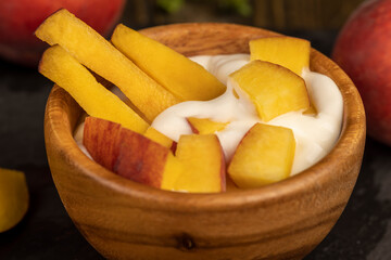 yogurt and cow's milk and nectarine slices