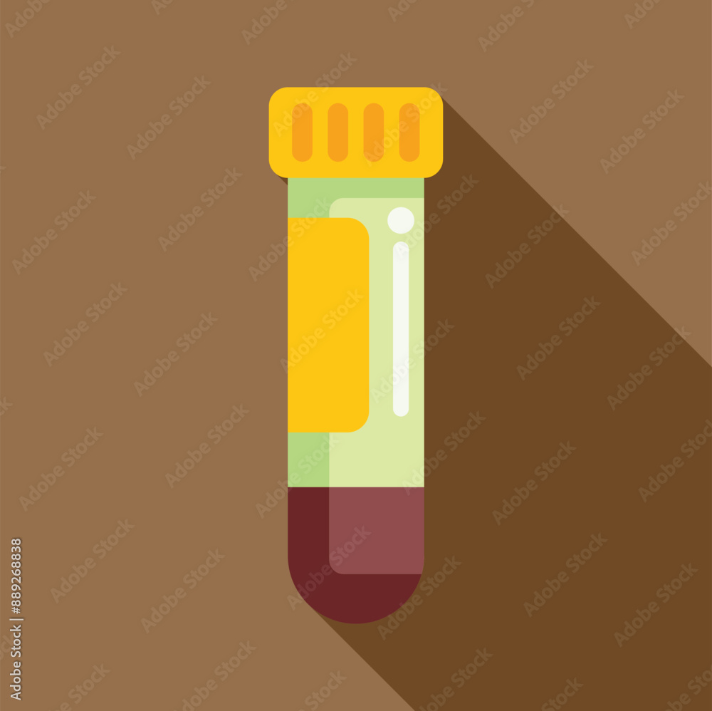 Wall mural Test tube containing a blood sample with a yellow label, for medical analysis in a laboratory setting