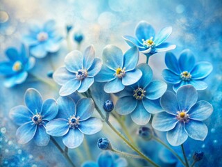 Obraz premium Delicate, vibrant blue blooms with subtle texture and intricate details against a crisp, clean white background, evoking serenity and freshness.
