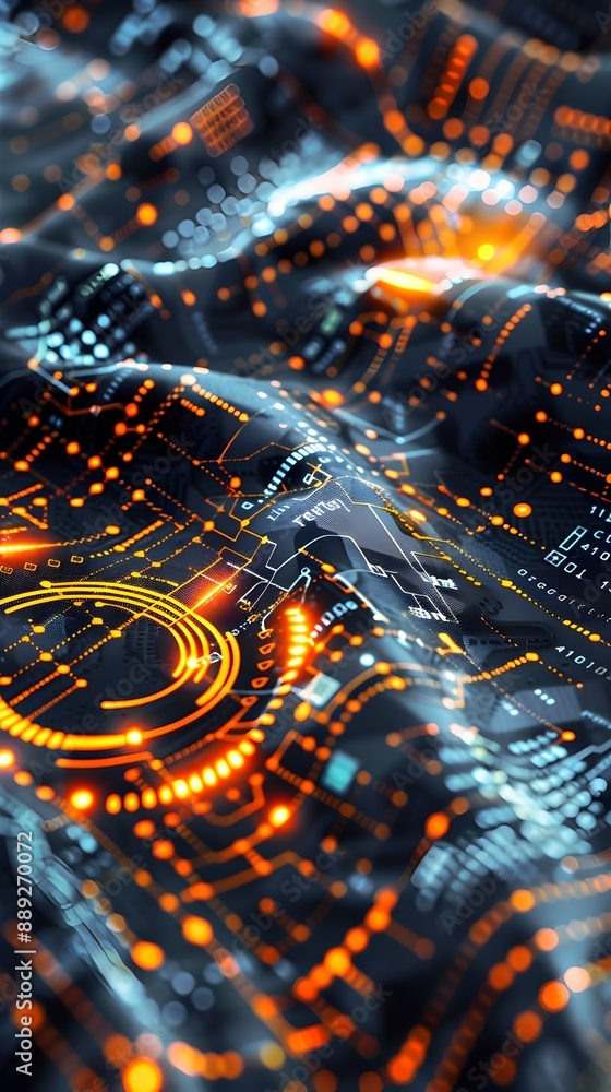 Poster vibrant firewall encryption patterns illuminate digital landscape