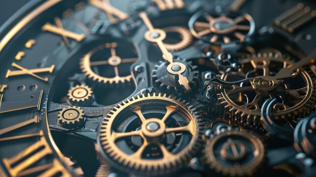 Intricate Vintage Clock Mechanism Close-Up