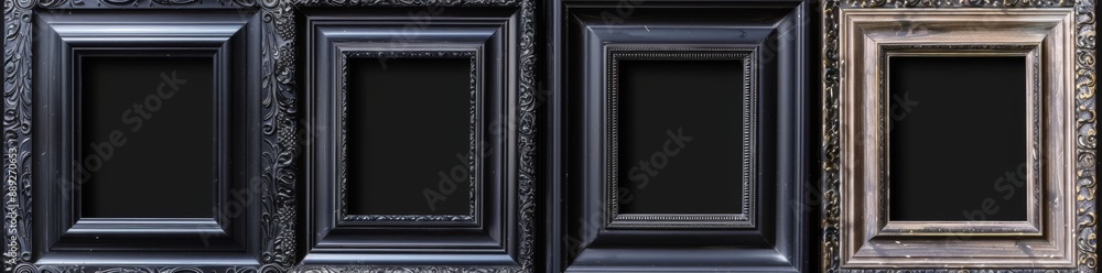 Poster picture frame transparent with hyperrealistic details isolated on transparent background