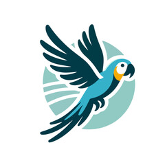 A flat vector logo of a parrot.