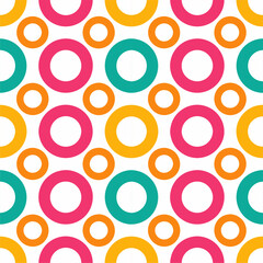 A seamless pattern of colorful circles in slightly, creating a vibrant, playful, and dynamic vector design.
