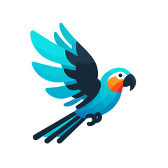 A flat vector logo of a parrot.