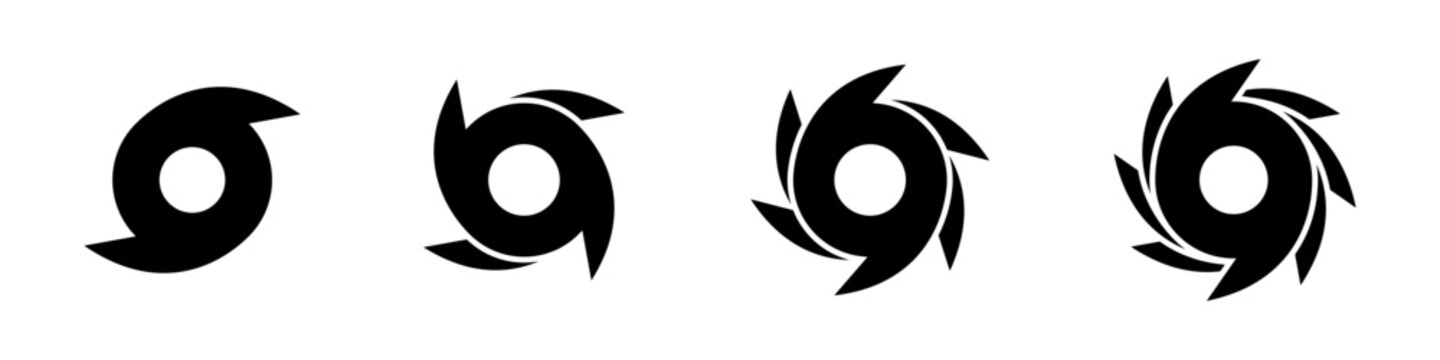 Hurricane icon set. Tornado, hurricane symbols collection. Storm, typhoon vector icons
