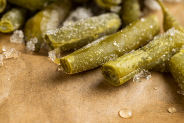 frozen food beans, cut into pieces