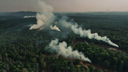 Fototapeta premium Pollution over forest nature cause issues in Earth