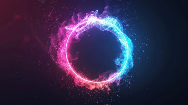 Vibrant Neon Frame with Festive Particles for Holiday Promotions and Messages, Generative Ai