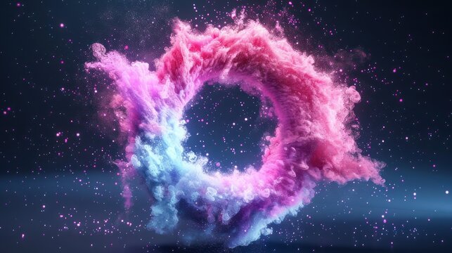 Neon Glow Party Frame with Shimmering Particles - Customizeable Festive Design for Holiday Promotions, Generative Ai