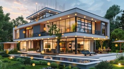 Fototapeta premium Smart home, big modern beautiful home