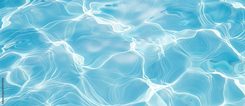Poster the surface of a transparent blue clear water wave has splashes and bubbles. abstract summer banner 