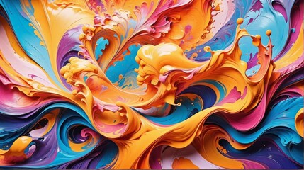 Abstract painting vibrant colorful Mixing paints with gradient