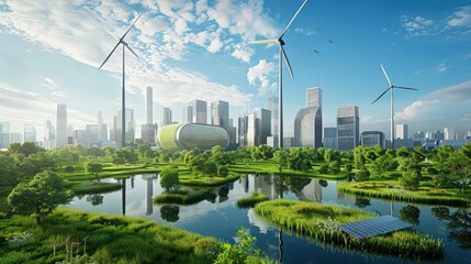 The new residential complex is located in an ecologically clean area of the city. View of the lake and greenery