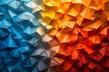 Colorful origami paper background with various folded paper .