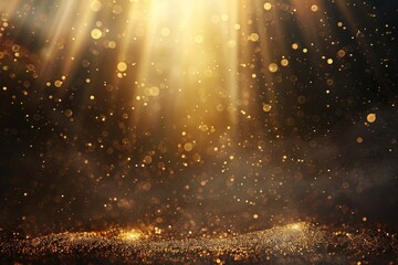 Fototapeta premium Bokeh defocused lights with gold abstract background