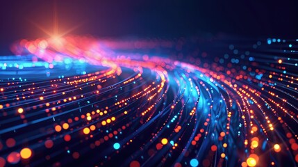 Obraz premium Fiber optic lights abstract background. Optical data concept illustrated with abstract glow
