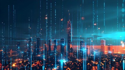 Obraz premium Futuristic smart city innovations. Digital network solutions for city management. Generative AI