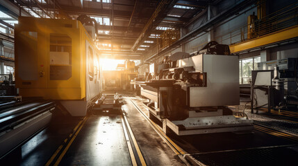 Fototapeta premium Industrial Factory Machinery in Sunlight