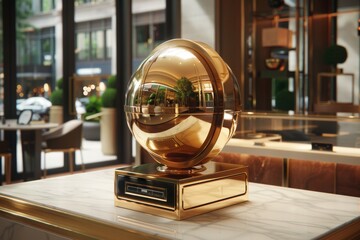 Modern golden globe on table stylish and vibrant artistic scene inviting setting contemporary design elegant decor