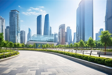 Obraz premium Modern City with High-Rise Skyscrapers