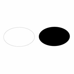 two elliptical geometric figures. black and white on a white background
