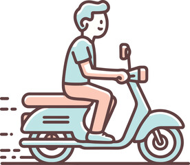 Man riding scooter illustration