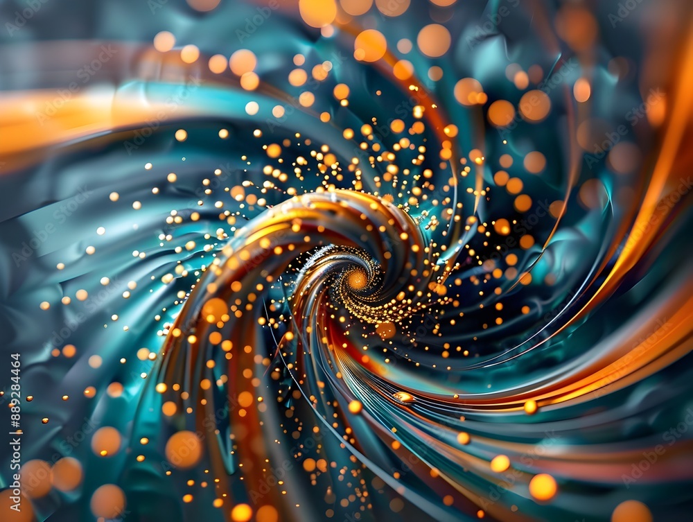 Poster magnetic particle vortex swirling in dizzying abstract pattern