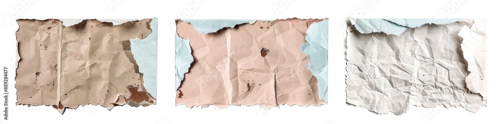 Poster frame made from ripped paper on diy transparent background hyperrealistic highly detailed isolated o