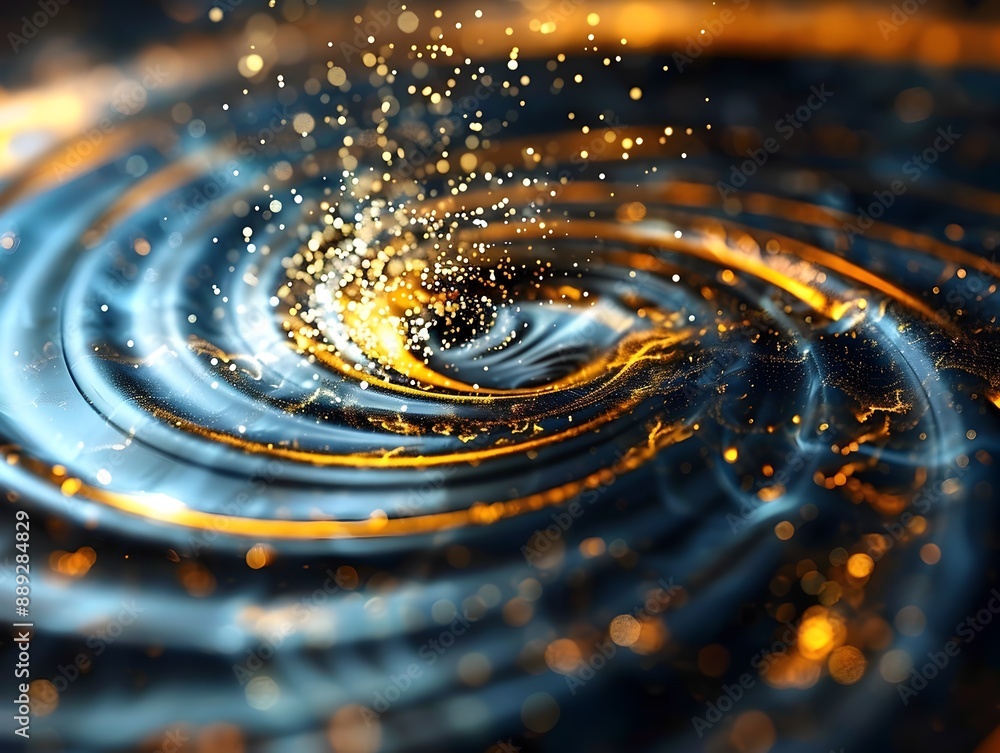 Poster captivating swirling patterns of a magnetic particle tester evoking a dizzying sensorial experience