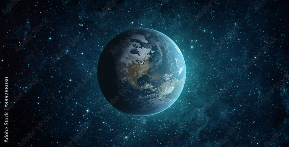 Wall mural view of the earth and star from the space. elements of this image furnished by nasa.