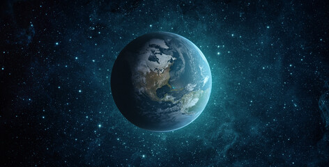 View of the Earth and star from the space. Elements of this image furnished by NASA.