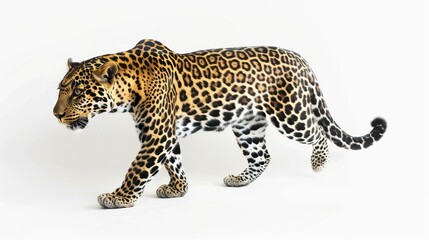 Leopard full body on white background