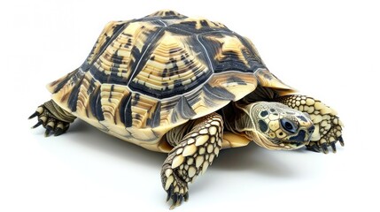 Fototapeta premium Leopard Tortoise full body on white background