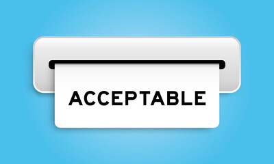White coupon banner with word acceptable from machine on blue color background