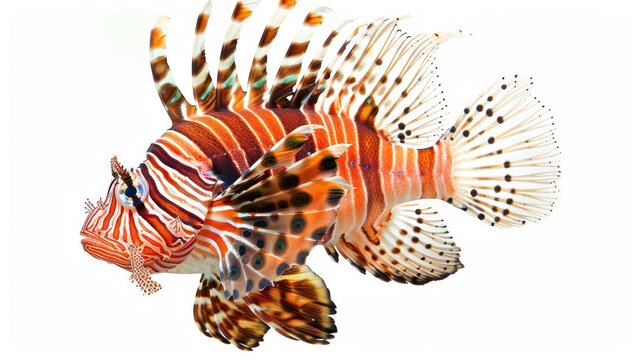 Lionfish full body on white background