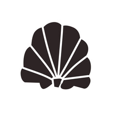 Vector illustration with sea shell icon on white background.