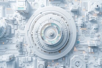 Obraz premium An aerial view of a futuristic city, showcasing advanced technology, modern architecture, and innovative urban planning in a sci-fi inspired design