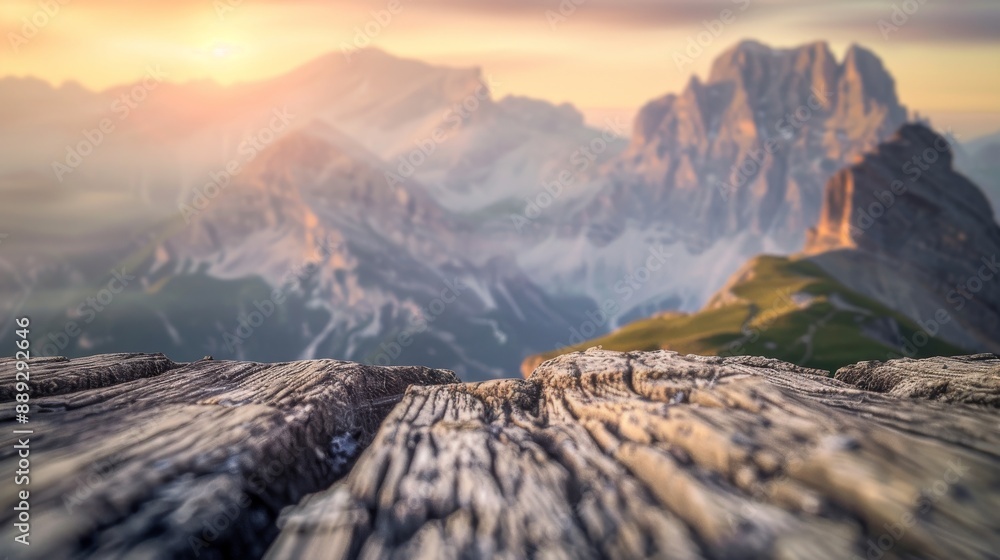 Poster deck with a view of a mountain range and a clear blue sky. the view is serene and relaxing, with the