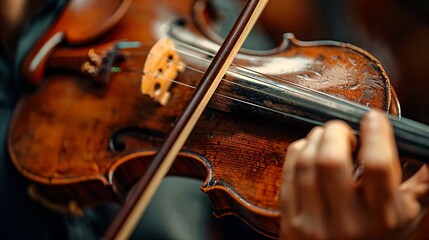 Fototapeta premium a close up of a person playing a violin