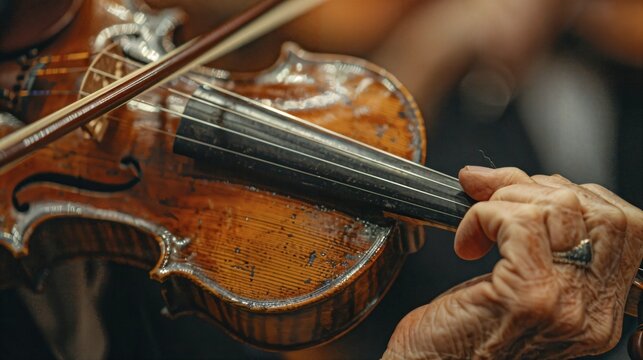 a close up of a person holding a violin