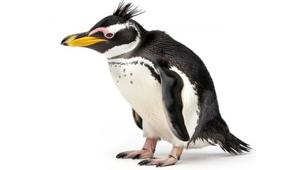 Naklejka premium Macaroni Penguin full body on white background