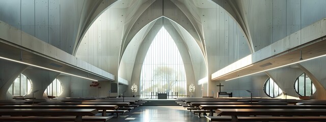 Interior of the modern cathedral, church, new way to God