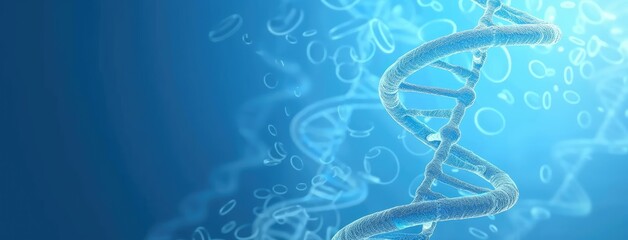 Abstract DNA Helix Illustration on Blue Background