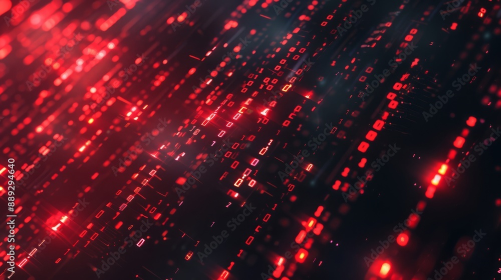 Aufkleber A digital background with red glowing binary code flowing in lines.