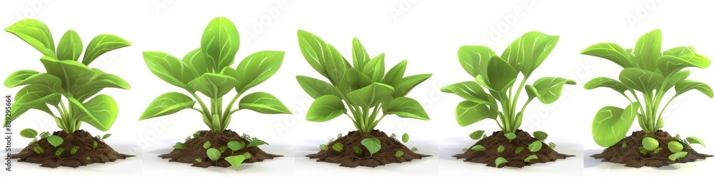 Poster greens hyperrealistic with transparent background in soft smooth texture png