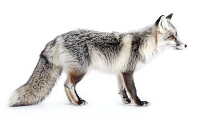 Fototapeta premium Marble Fox full body on white background