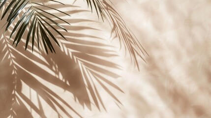 Obraz premium Luxury summer architecture interior aesthetic Boho home room for product platform stage mockup with palm shadow: Stock