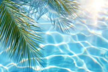 An stock-generated swimming pool in summer with a tropical background